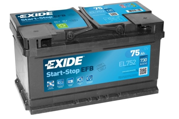 Ogłoszenie - Akumulator Exide Start Stop EFB 75Ah 730A EL752 PRAWY PLUS. Zdjęcie 1