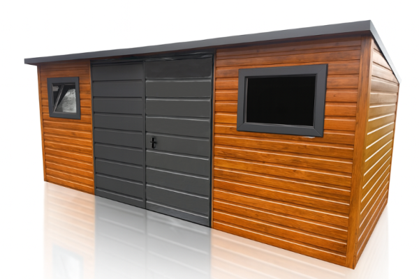 Ogłoszenie - Domek Schowek Ogrodowy 5×4 złoty dąb + ciemny grafit mat PREMIUM. Zdjęcie 5