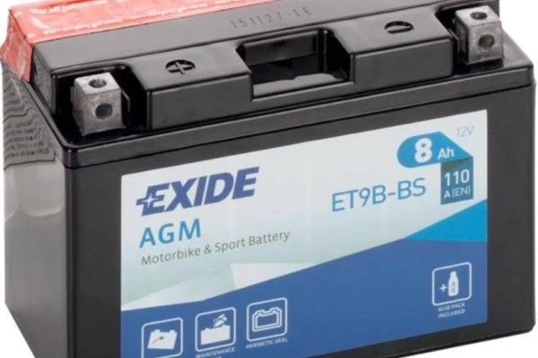 Ogłoszenie - Akumulator MOTO 8Ah 110A EXIDE ET9B-BS L+. Zdjęcie 1