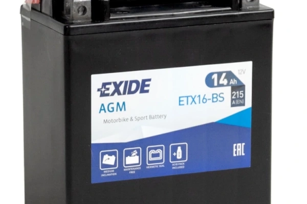 Ogłoszenie - Akumulator MOTO 14Ah 215A EXIDE ETX16-BS L+. Zdjęcie 1