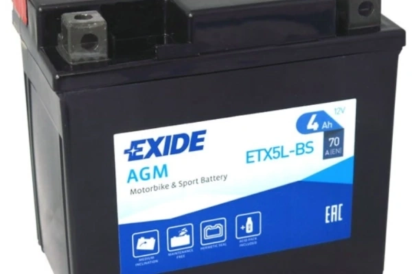 Ogłoszenie - Akumulator MOTO 4Ah 70A EXIDE ETX5L-BS P+. Zdjęcie 1