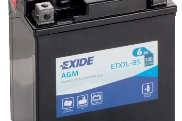 Ogłoszenie - Akumulator MOTO 6Ah 100A EXIDE ETX7L-BS P+. Zdjęcie 1