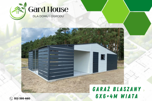 Ogłoszenie - Garaż blaszany 6x6 + Wiata 4m PREMIUM. Zdjęcie 1