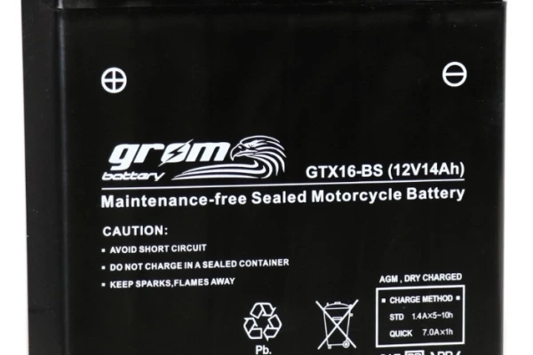 Ogłoszenie - Akumulator motocyklowy 14Ah 230A GROM GTX16-BS YTX16-BS L+. Zdjęcie 1