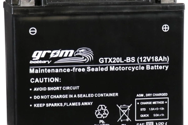 Ogłoszenie - Akumulator motocyklowy 18Ah 270A GROM GTX20L-BS YTX20L-BS P+. Zdjęcie 1