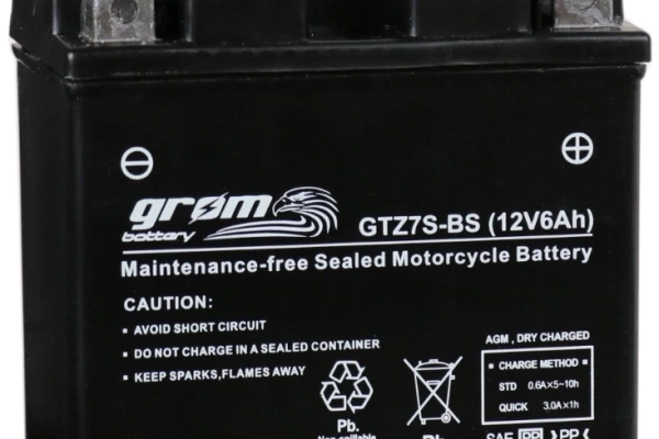 Ogłoszenie - Akumulator motocyklowy 6Ah 120A GROM GTZ7S-BS YTZ7S-BS P+. Zdjęcie 1