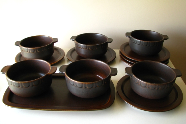 Ogłoszenie - Kamionkowe miseczki z uszkami talerzyki i patera – tacka, na 6 osób. Zdjęcie 3