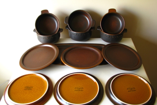 Ogłoszenie - Kamionkowe miseczki z uszkami talerzyki i patera – tacka, na 6 osób. Zdjęcie 8