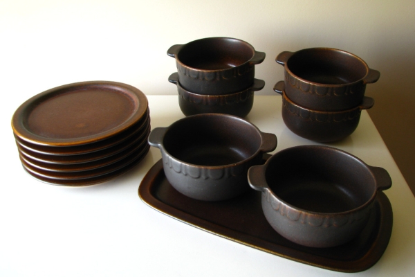 Ogłoszenie - Kamionkowe miseczki z uszkami talerzyki i patera – tacka, na 6 osób. Zdjęcie 9