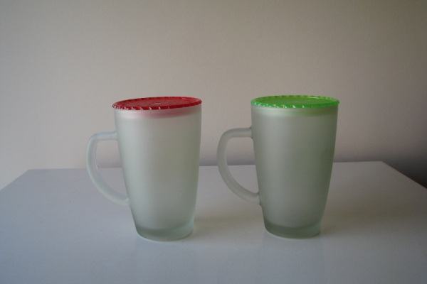 Ogłoszenie - Zakochane szklanki, kubki ze szronionego szkła z pokrywką - Meksyk. Zdjęcie 3