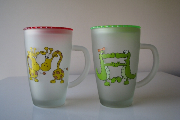 Ogłoszenie - Zakochane szklanki, kubki ze szronionego szkła z pokrywką - Meksyk. Zdjęcie 1