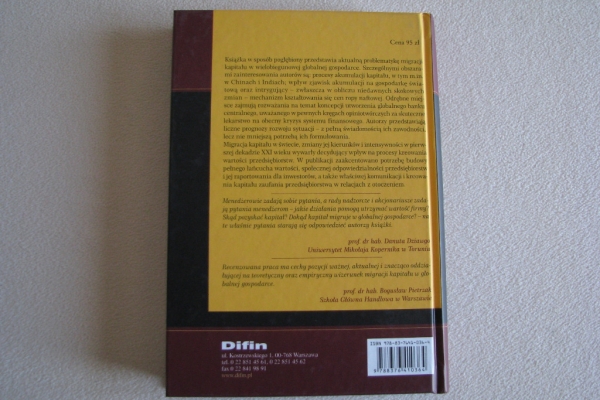 Ogłoszenie - Migracja kapitału w globalnej Gospodarce, Andrzej Szablewski, Difin. Zdjęcie 2