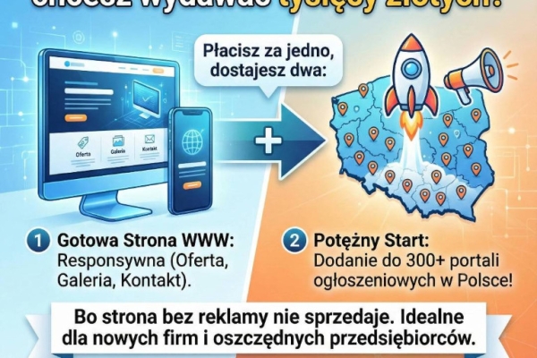 Ogłoszenie - HIT: Strona WWW + Reklama w 300 miejscach! | Dodawanie ogłoszeń | Tanie strony www. Zdjęcie 1