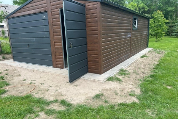 Ogłoszenie - Garaż Blaszany dwuspadowy 5×7 Ciemny Orzech PREMIUM. Zdjęcie 3