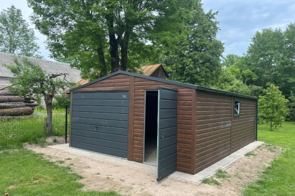 Ogłoszenie - Garaż Blaszany dwuspadowy 5×7 Ciemny Orzech PREMIUM. Zdjęcie 1