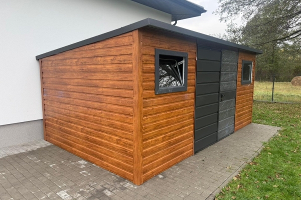 Ogłoszenie - Domek Schowek Ogrodowy 5×4 złoty dąb + ciemny grafit mat PREMIUM. Zdjęcie 2