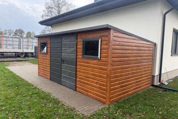 Ogłoszenie - Domek Schowek Ogrodowy 5×4 złoty dąb + ciemny grafit mat PREMIUM. Zdjęcie 3