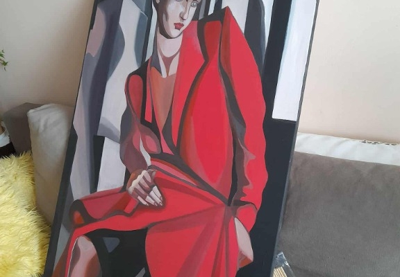 Ogłoszenie - Sprzedam obraz malowany ręcznie -Tamara Łempicka 100 na 70 cm. Zdjęcie 5