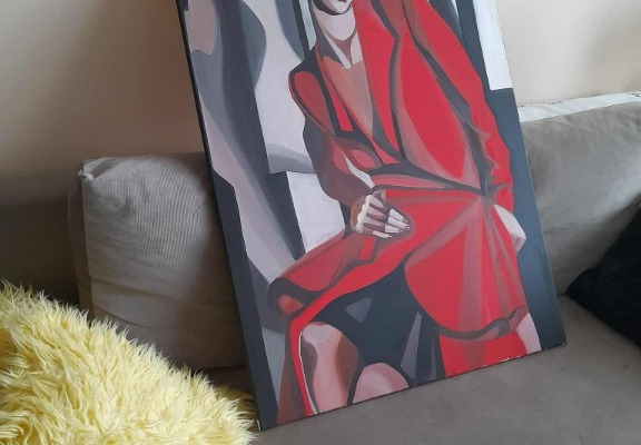 Ogłoszenie - Sprzedam obraz malowany ręcznie -Tamara Łempicka 100 na 70 cm. Zdjęcie 1