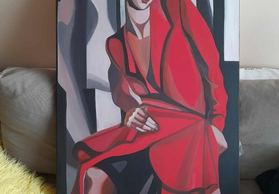 Ogłoszenie - Sprzedam obraz malowany ręcznie -Tamara Łempicka 100 na 70 cm. Zdjęcie 2