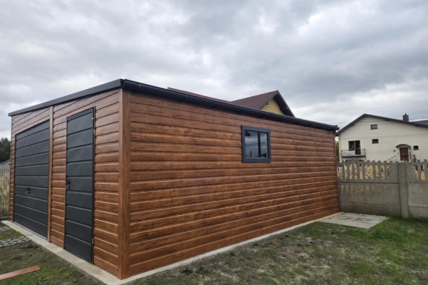 Ogłoszenie - Garaż Blaszany Premium 5.5x6m spad na prawo złoty dąb + ciemny grafit MAT. Zdjęcie 4