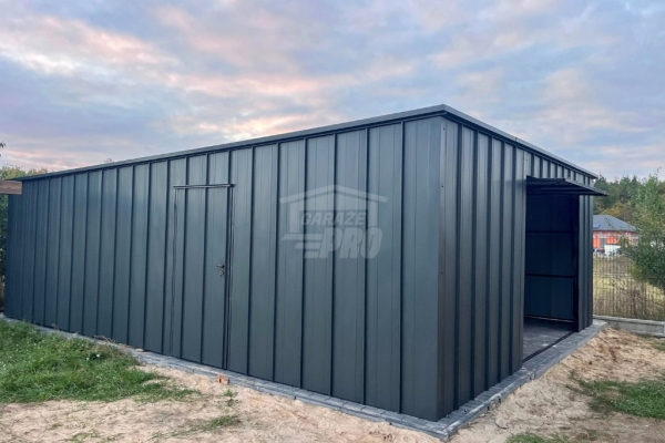 Ogłoszenie - Garaż blaszany 6x8 - brama uchylna - drzwi - blacha na rąbek - dach spad w tył GP646. Zdjęcie 2