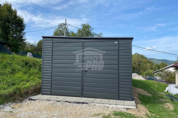 Ogłoszenie - Garaż blaszany 3x9m - brama dwuskrzydłowa - antracyt - dach spad w bok GP649. Zdjęcie 3