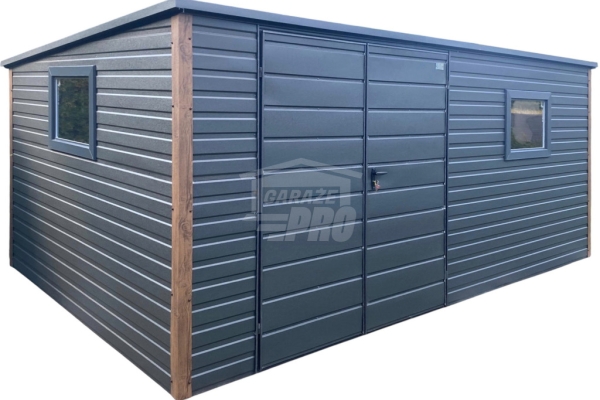 Ogłoszenie - Schowek - domek ogrodowy 5x3m - brama dwuskrzydłowa - 2x okno - antracyt - dach spad w tył  GP651. Zdjęcie 1