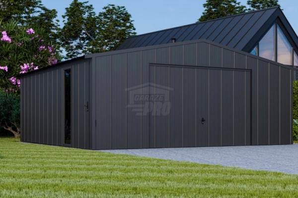 Ogłoszenie - Garaż blaszany 7x6m - brama uchylna - okno - drzwi - blacha na rąbek - dach dwuspadowy GP647. Zdjęcie 6