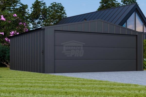 Ogłoszenie - Garaż blaszany 6x5m - brama segmentowa - drzwi - blacha na rąbek - dach dwuspadowy GP642. Zdjęcie 6