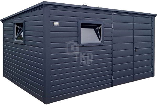 Ogłoszenie - Schowek - domek ogrodowy 4x2m - brama dwuskrzydłowa - 2x okno - antracyt - dach spad w tył TKD391. Zdjęcie 1