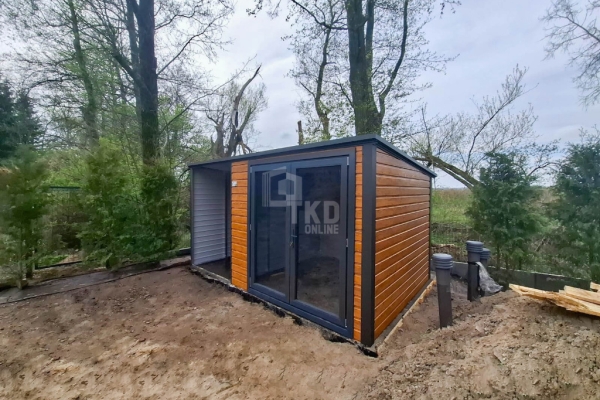 Ogłoszenie - Schowek - Domek Ogrodowy 2,5x2,5m - wiata 1,5m - drzwi PCV - Jasny Orzech - Drewnopodobny - dach Spad w tył TKD387. Zdjęcie 7