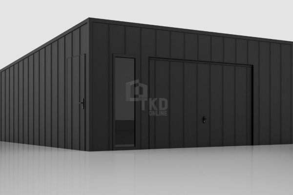 Ogłoszenie - Garaż blaszany 6x6 - brama uchylna - okno - drzwi - blacha na rąbek - dach spad w tył TKD381. Zdjęcie 2