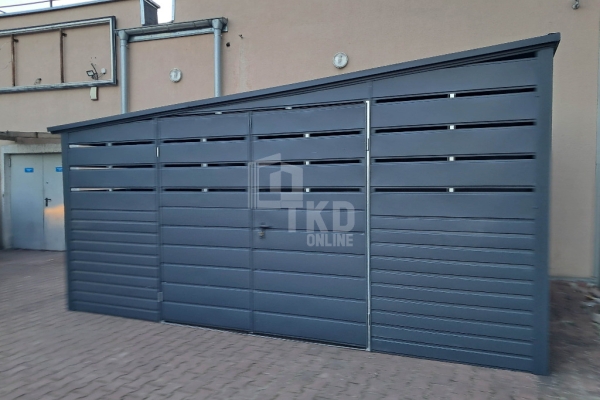 Ogłoszenie - Wiata śmietnikowa - Schowek 4,5x2m - brama dwuskrzydłowa - Antracyt - dach spad w bok TKD393. Zdjęcie 2