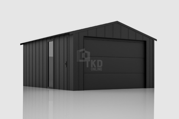 Ogłoszenie - Garaż blaszany 4x6 - brama segmentowa - okno - drzwi - dach dwuspadowy - blacha na rąbek TKD374. Zdjęcie 2