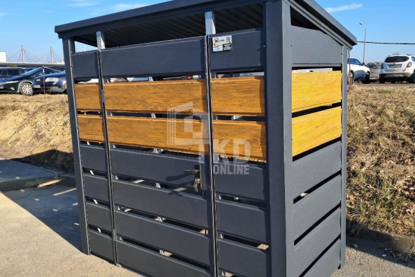 Ogłoszenie - Wiata śmietnikowa 1,5x0,7m Antracyt + jasny orzech - spad w tył TKD394. Zdjęcie 3