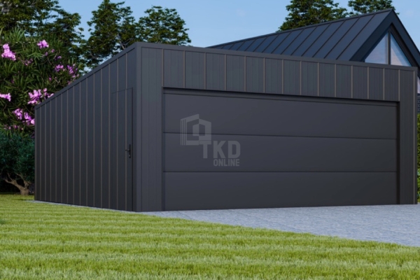 Ogłoszenie - Garaż blaszany 6x6m - brama segmentowa - drzwi - blacha na rąbek - dach spad w tył  TKD382. Zdjęcie 5