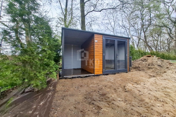 Ogłoszenie - Schowek - Domek Ogrodowy 2,5x2,5m - wiata 1,5m - drzwi PCV - Jasny Orzech - Drewnopodobny - dach Spad w tył TKD387. Zdjęcie 4