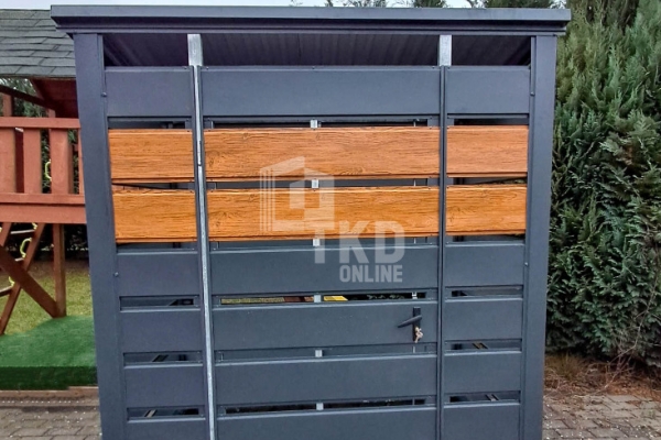 Ogłoszenie - Wiata śmietnikowa 1,6x0,8m Antracyt + jasny orzech Schowek ogrodowy TKD395. Zdjęcie 2