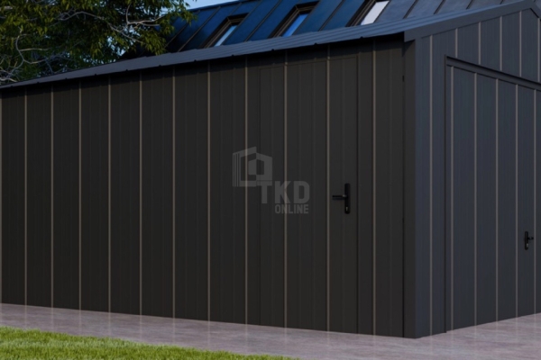 Ogłoszenie - Garaż blaszany 4x5m - brama uchylna - drzwi - blacha na rąbek - dach dwuspadowy TKD373. Zdjęcie 3