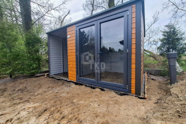 Ogłoszenie - Schowek - Domek Ogrodowy 2,5x2,5m - wiata 1,5m - drzwi PCV - Jasny Orzech - Drewnopodobny - dach Spad w tył TKD387. Zdjęcie 5