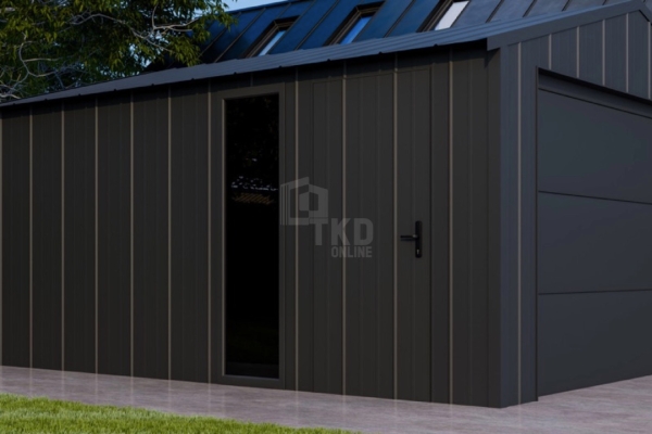 Ogłoszenie - Garaż blaszany 4x6 - brama segmentowa - okno - drzwi - dach dwuspadowy - blacha na rąbek TKD374. Zdjęcie 3