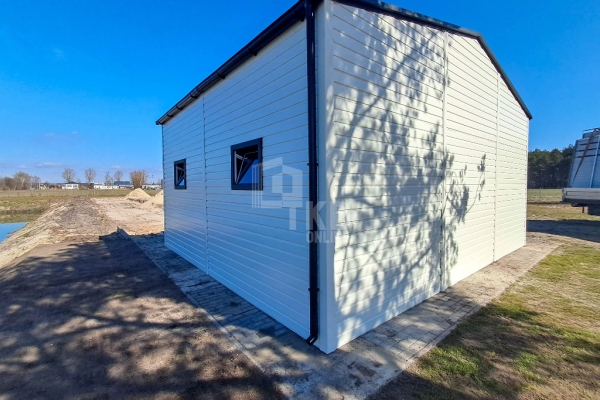 Ogłoszenie - Hala 7,5x6m - biały - brama uchylna - brama dwuskrzydłowa - 4x okno - drzwi - rynny TKD387. Zdjęcie 6