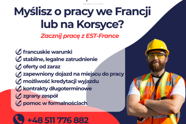Ogłoszenie - PRACA WE FRANCJI? DOŁĄCZ DO EST-FRANCE!. Zdjęcie 1