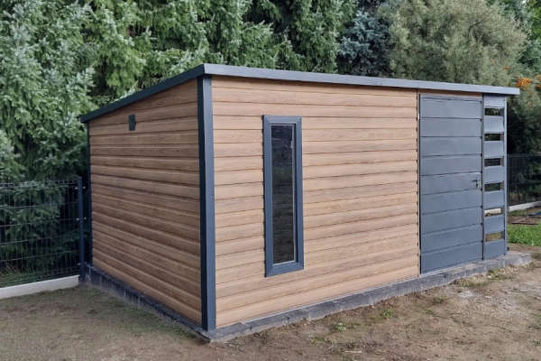 Ogłoszenie - Domek Schowek Ogrodowy z wiatą 4.5x3m drewnopodobny Winchester PREMIUM. Zdjęcie 3