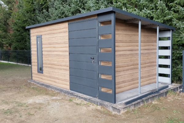 Ogłoszenie - Domek Schowek Ogrodowy z wiatą 4.5x3m drewnopodobny Winchester PREMIUM. Zdjęcie 2