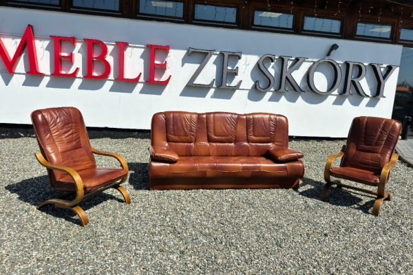 Ogłoszenie - PROMOCJA - komplet FINKA wersalka + 2 fotele, skóra naturalna. Zdjęcie 8