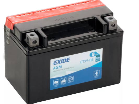 Ogłoszenie - Akumulator motocyklowy 12V 8Ah 120A EXIDE ETX9-BS YTX9-BS. Zdjęcie 1