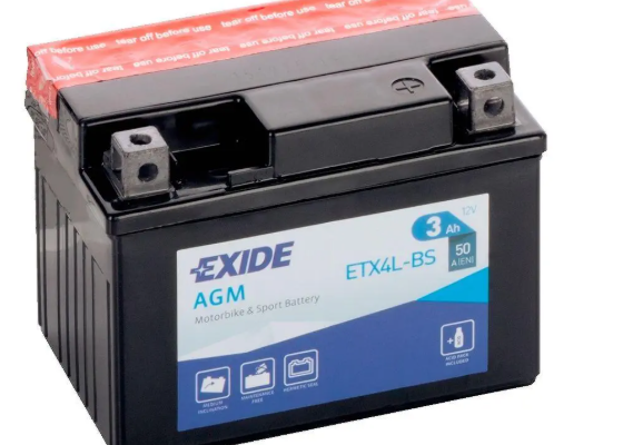 Ogłoszenie - Akumulator motocyklowy 12V 3Ah 50A EXIDE ETX4L-BS YTX4L-BS. Zdjęcie 1