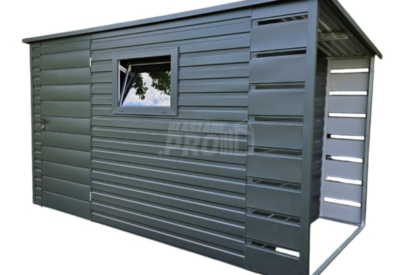 Ogłoszenie - Schowek - Domek Ogrodowy 3x2 - wiata 0,5x2 - drzwi - okno - antracyt - dach spad w tył GP626. Zdjęcie 1